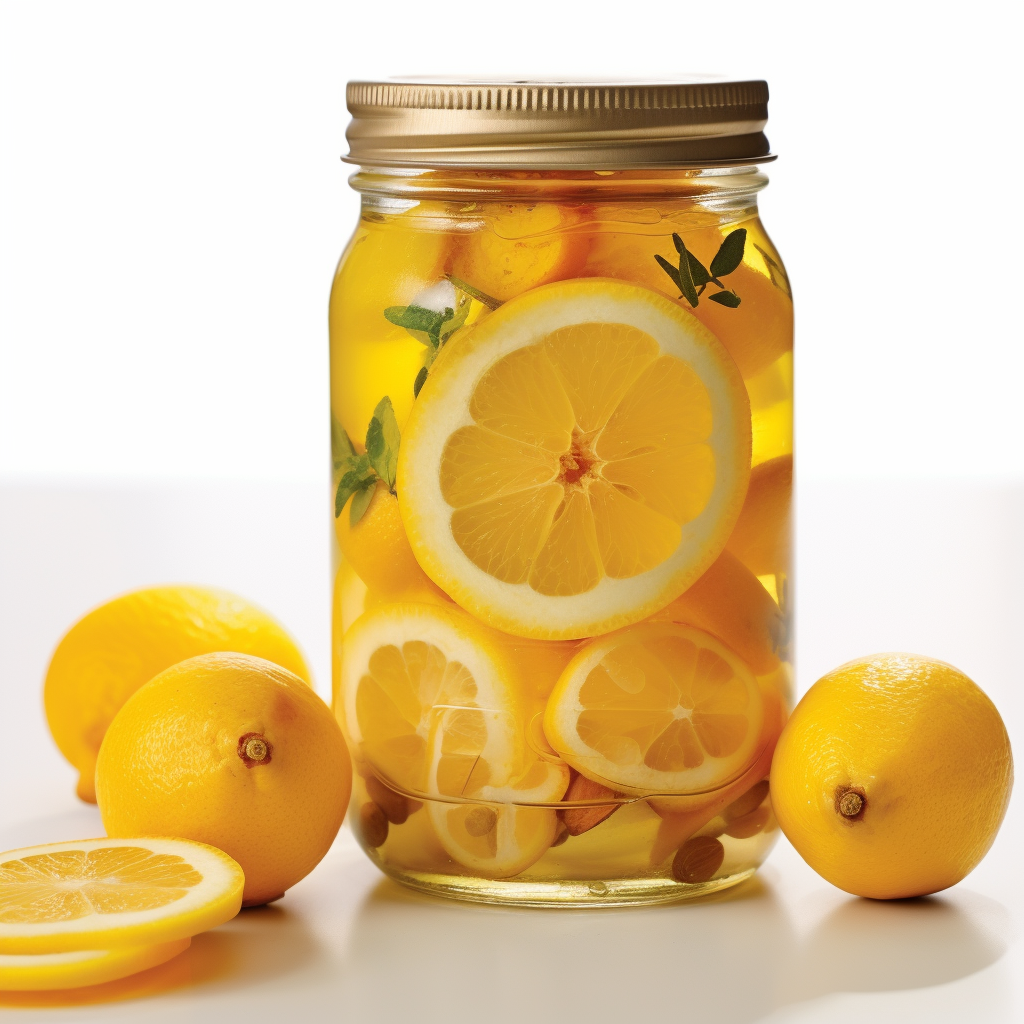 A Mason Jar of Lemon with Honey Mixture
